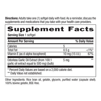 Country Life Nature'S Garlic 500Mg Garlic Equivalent 180 Softgels Certified Gluten Free