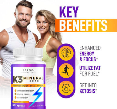 (2 Pack) K3 Mineral Weight Loss Pills For Women And Men - K3 Salt Mineral, Vitamin + K3 Capsules Supplement For Weight Loss - 60 Days Supply