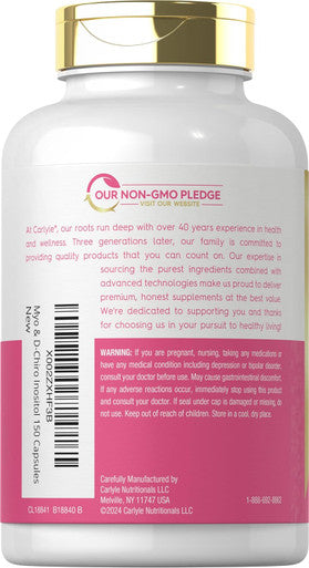 Carlyle Myo-Inositol and D-Chiro Inositol 2060mg | 150 Capsules | Non-GMO Gluten Supplement