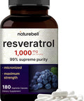 Naturebell Resveratrol Supplement 1000Mg Per Serving, 180 Veggie Capsules, 99% Pure Trans-Resveratrol, Antioxidant For Healthy Aging, Brain & Heart Support Non-Gmo