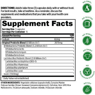 Probulin Original Formula Probiotic for Digestive Support 6 Billion CFU 45 Capsules