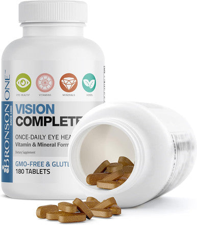 Bronson One Daily Vision Complete Eye Health Support Multivitamin Multimineral Supplement Formula, 180 Tablets