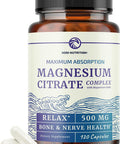 Magnesium Citrate Complex 500 MG Constipation Calm & Relaxation Support | High Absorption Magnesium Supplement Digestion Support Citrato de Magnesio Non-GMO & Soy-Free 120 Mag Citrate Capsules