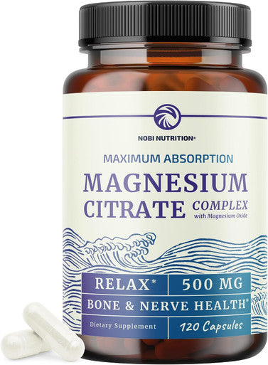 Magnesium Citrate Complex 500 MG Constipation Calm & Relaxation Support | High Absorption Magnesium Supplement Digestion Support Citrato de Magnesio Non-GMO & Soy-Free 120 Mag Citrate Capsules