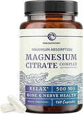 Magnesium Citrate 500 MG (120ct) for Calm Relaxation Constipation and Digestion Support High Absorption Magnesium Supplement with Elemental Mag Oxide GlutenFree SoyFree 4Month Supply
