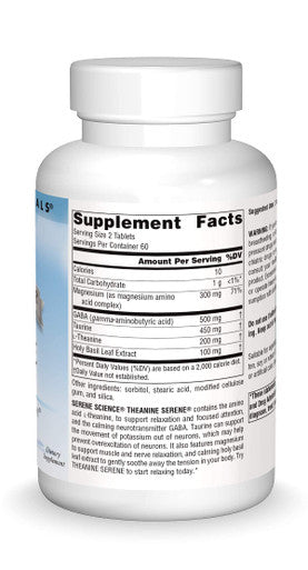 Source s Serene Science L-Theanine with Magnesium and GABA - 120 Tablets