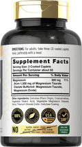 Magnesium Taurate 1500Mg | 250 Caplets | Chelated And Buffered | Vegetarian, Non-Gmo, Gluten Free Supplement | By Carlyle