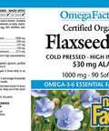 Natural Factors Flaxseed Oil Organic 1000mg Softgels 90Count