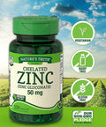Nature's Truth Chelated Zinc 50mg | 100 Tablets | Essential Mineral Supplement | from Zinc Gluconate | Vegetarian, Non-GMO, Gluten