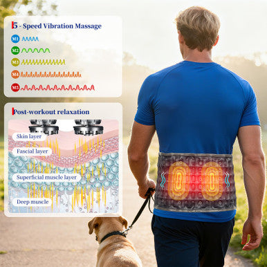 Hongjing Red Light Massage Decompression Belt For Instant Lower Back Pain Relief Pump Up Lumbar Support Brace Inflatable Back Reliever With Electric Pump One Sizes Fits 29-49 Waist