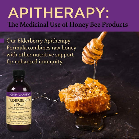 Honey Gardens Elderberry & Honey Immune Syrup - Black Elderberry Syrup For Adults & Kids Natural Throat Defense Wellness Supplement With Propolis & Organic Apple Cider Vinegar - 8 Fl Oz