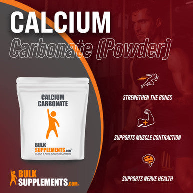 BulkSupplements Calcium Carbonate Powder - Calcium Supplements for Bone Health - Unflavored - 1250mg (500mg of Calcium) , 400 Servings (500 Grams - 1.1 lbs)