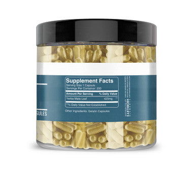 Earthborn Elements Yerba Mate Leaf 200 Capsules Pure & Undiluted No Additives