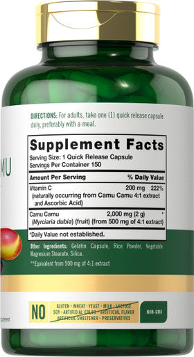 Carlyle Camu Camu Capsules 2000Mg | 150 Count | With Vitamin C | Non-Gmo, Gluten Free