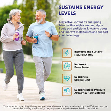 Juvenon Cellular Health Heart, Brain Supplement With Acetyl L-Carnitine And Biotin - Supports Nad+ Function, Energy Production, Mood, Revitalized Metabolism, Mental Focus & Clarity (90 Capsules)
