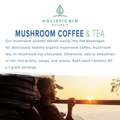 Holistic Bin Organic Mushroom Blend Powder 19 Wild Harvested Varieties (Lion's Mane, Reishi, Enoki, Mesima, Turkey Tail, Cordyceps, & More) | Adaptogenic Mushrooms Supplement