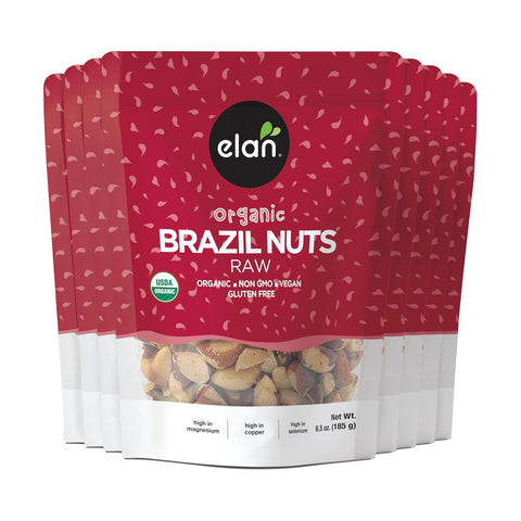 Elan Organic Raw Brazil Nuts, 6.5 oz, Whole Nuts, No Shell, Non-GMO, Vegan, Gluten-Free, Kosher, Healthy Snacks