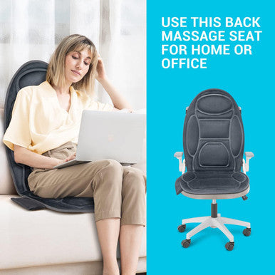 Mynt Vibration Massage Seat Cushion Memory Foam Support Chair Pad, Back Massager With 8 Vibrating Motors & Soothing Heat,Electric Seat Massager For Home Office Use(Gray)
