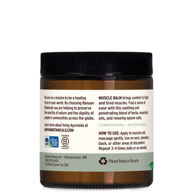 Banyan Botanicals Muscle Balm Organic Muscle Massage Balm With Ashwagandha Root & Epsom Salt Supports Healthy Circulation & Soothes Tired Muscles 4Oz Non Gmo Sustainably Sourced Petroleum Free