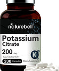 Maximum Strength Potassium Citrate Capsules 200mg 200 Counts Essential Electrolyte Supplement Support Vascular Health and Muscle Function