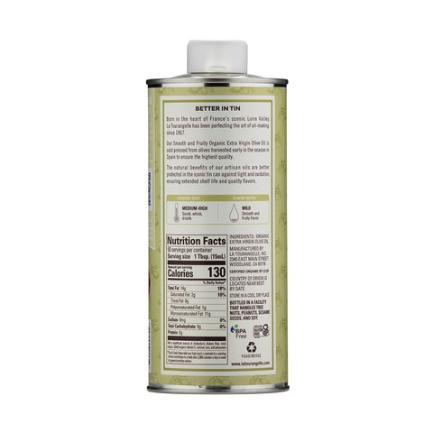 La Tourangelle, Organic Extra Virgin Olive Oil, Cold-Pressed, Smooth & Fruity, Early Harvest for High Antioxidants From Spain, 25.4 Fl Oz