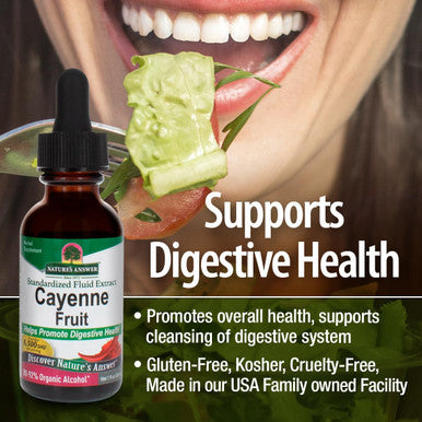 Nature'S Answer Cayenne Fruit Extract | Helps Promote Digestive Health | High Potentcy Made with Organic Alcohol | Vegan Gluten- Non-GMO & Kosher 1oz