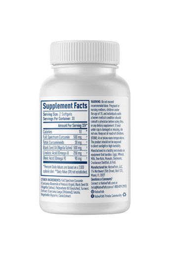 NativePath Turmeric Curcumin with Black Seed Oil - Advanced Antioxidant & Joint Support Supplement - Premium Turmeric Softgels with Enhanced High Absorption Non-GMO & Gluten-Free 60 Softgels