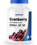 Nutricost Cranberry Extract (25,000mg) (120 Capsules) with Vitamin C & Vitamin E