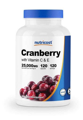 Nutricost Cranberry Extract (25,000mg) (120 Capsules) with Vitamin C & Vitamin E