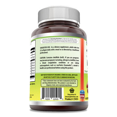 Amazing Omega Krill Oil With Omega 3S Epa, Dha, Phospholipids And Astaxanthin 1000Mg Per Serving 60 Softgels Supplement | Non-Gmo | Gluten Free
