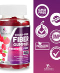 Nature'S Nutrition Fiber Supplement Gummies for Digestive Health & Regularity Support Sugar- 4g Fiber Gummy for Adults Daily Probiotic Supplements Natural Prebiotic Fiber Gummy Plant Based - 60 Gummies
