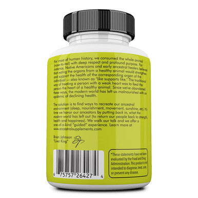 Ancestral Supplements Grass Fed Pancreas Digestive, Proteolytic Enzymes (Including Trypsin) and Pancreatic Support (180 Capsules)