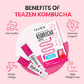 Teazen 4 Flavors 40 Sticks Variety Pack Kombucha Lemon Peach Berry (30 Sticks) and Hot Kombucha Ginger Lemon Flavor (10 Sticks)