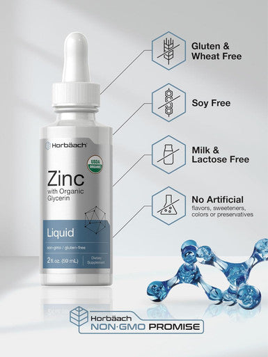 HorbAach Liquid Zinc Drops 2 Oz With Organic Glycerin Vegetarian, Non-Gmo, Gluten Supplement