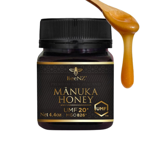 BeeNZ Raw MÃƒâ€žÃ‚Ânuka Honey, Certified UMF 20+ (MGO 829+), Pure New Zealand Monofloral MÃƒâ€žÃ‚Ânuka, Natural Sweetener, Superfood Honey for Wellness Support, No Sugar Added, Traceable from Hive to Jar, 8.8 oz/250g