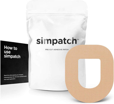 Simpatch OmniPod Adhesive Patch (25-Pack) Waterproof Adhesive CGM Tape Multiple Color Options (Biege)