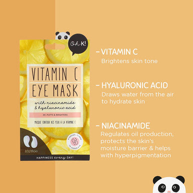 Oh K Brightening and Cooling Eye Mask for Puffy Eyes, Packed with Hyaluronic Acid and Vitamin C, Vegan and Cruelty Free, 15g