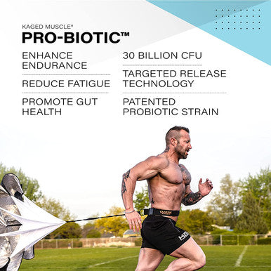 Kaged Muscle Probiotic Supplement with 30 Billion CFU, World's First Performance Probiotics for Men and Women to Support Gut Health, Reduce Fatigue, Enhance Endurance, 90 Capsules