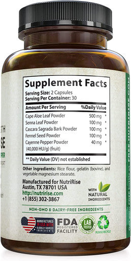 Colon Cleanse Extra Strength - Cape Aloe Capsules: Supports Weight Management for Women & Men Fiber Supplement Digestive Support Blend - Gentle, No Cramping