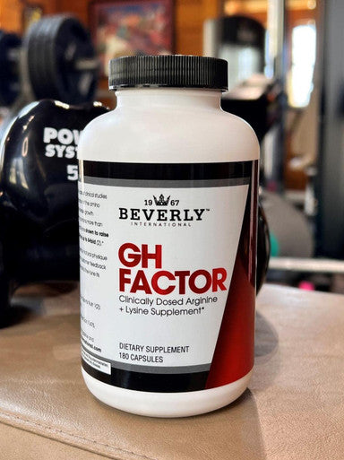 Beverly International GH Factor 180 Capsules. Raise Levels by Up to 8-Fold. Clinically Dosed Arginine + Lysine Supplement. P.M. Growth Promoter for Men and Women Revitalize Your Physique.