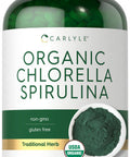 Carlyle Organic Chlorella Spirulina Tablets | 1300 Count | 50/50 Blend | Non-Gmo And Gluten Free