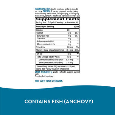 Nature'S Way Mega-Dha Premium Fish Oil, Supports Eye And Brain Health*, Omega-3, 60 Softgels