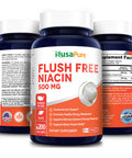 NusaPure Flush Free Niacin 500mg 200 caps (Non-GMO & )
