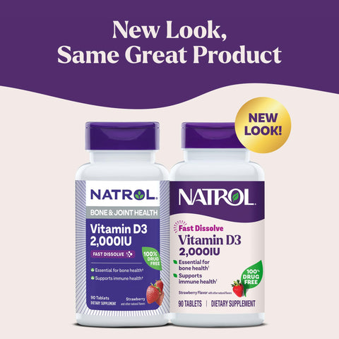 Natrol Fast Dissolve Vitamin D3 2000 Iu Dietary Supplement For Bone And Joint Health Bone Support Supplement 90 Tablets 90 Day Supply