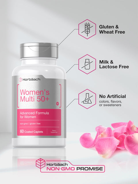 Horbaach Women's Multivitamin 50 Plus 60 Coated Caplets Advanced Vitamin Formula NonGMO and Gluten Free Supplement