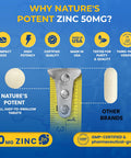 Zinc 50Mg [High Potency] Supplement - Immune Support System From Natural Zinc (Oxide/Citrate) 100 Tablets, Made By Nature'S Potent.