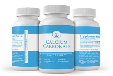 PURE ORIGINAL INGREDIENTS Calcium Carbonate, (100 Capsules) Always Pure, No Additives Or Fillers, Lab Verified