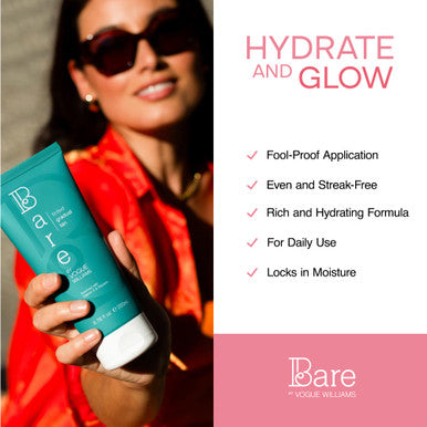 Bare by Vogue Tinted Gradual Tan Moisturiser - Hydrating Streak-Free Tanning Lotion - Enriched with Vitamin E Glycerin Grape & Sunflower Seed Oil - Buildable Sun-Kissed Glow 200ml