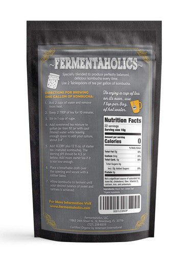 Fermentaholics Usda Organic Kombucha Tea Blend 8 Oz | Makes 22 Gallons | her | Organic Black And Green Tea Blend | Loose Leaf