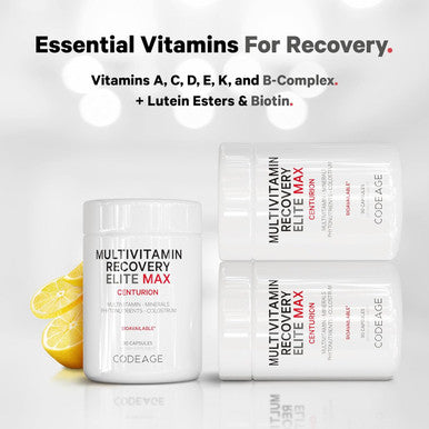 Codeage Multivitamin Recovery Elite Max Supplement - Vitamins A C D E B-Complex Essential Minerals Antioxidants Colostrum Phytonutrients Pantethine Non-GMO Sport Multivitamins - 90 Capsules